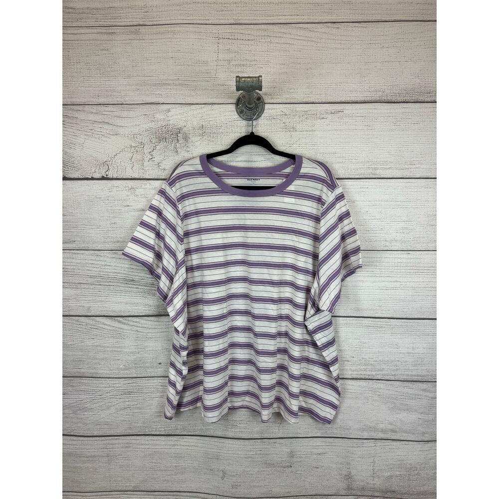 Old Navy Plus Size Purple & White Striped Short Sleeve Everywear Tee Size 4X